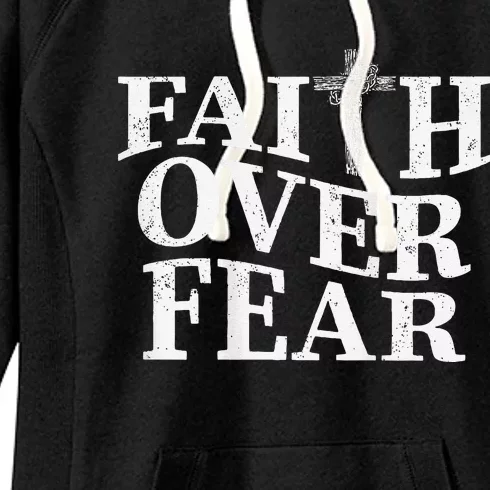 Faith Over Fear 2 Sides Christian Cross Women's Fleece Hoodie