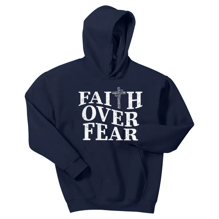 Faith Over Fear 2 Sides Christian Cross Kids Hoodie