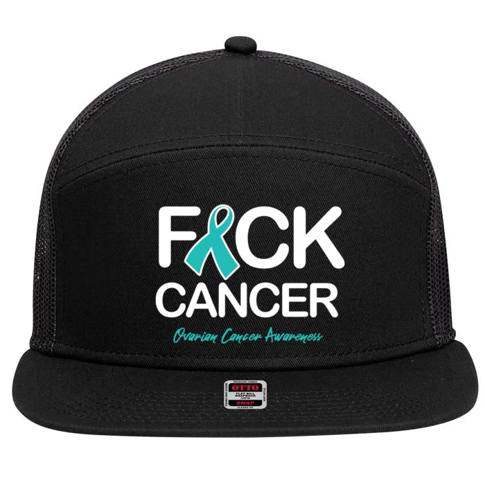 Faith Over Fear Cancer Cancer Ovarian Cancer Awareness Products 7 Panel Mesh Trucker Snapback Hat