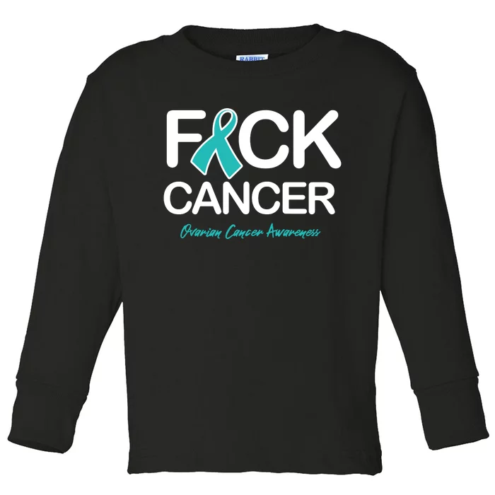 Faith Over Fear Cancer Cancer Ovarian Cancer Awareness Products Toddler Long Sleeve Shirt