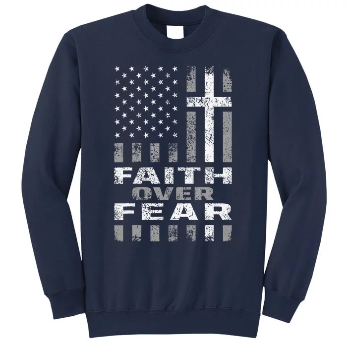 Faith Over Fear Christ Christian Cross Us Usa American Flag Sweatshirt