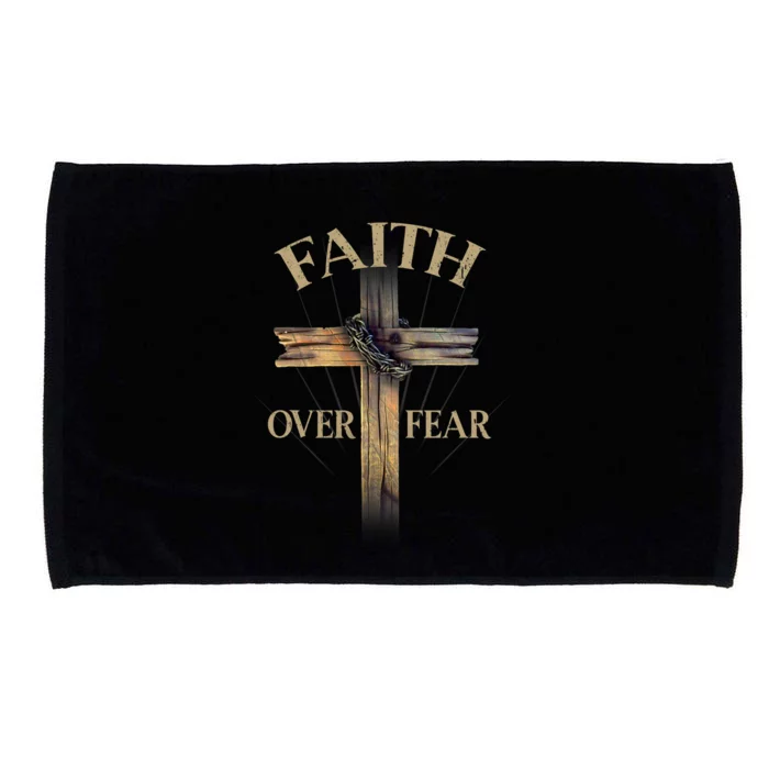 Faith Over Fear Christian Cross Religious For Men Women Microfiber Hand Towel