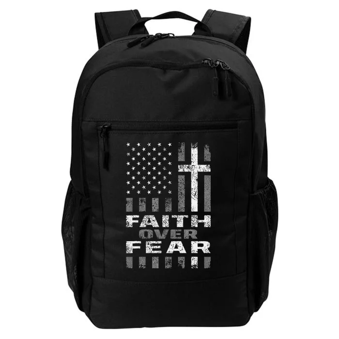 Faith Over Fear Christian Patriotism With Us Flag Daily Commute Backpack