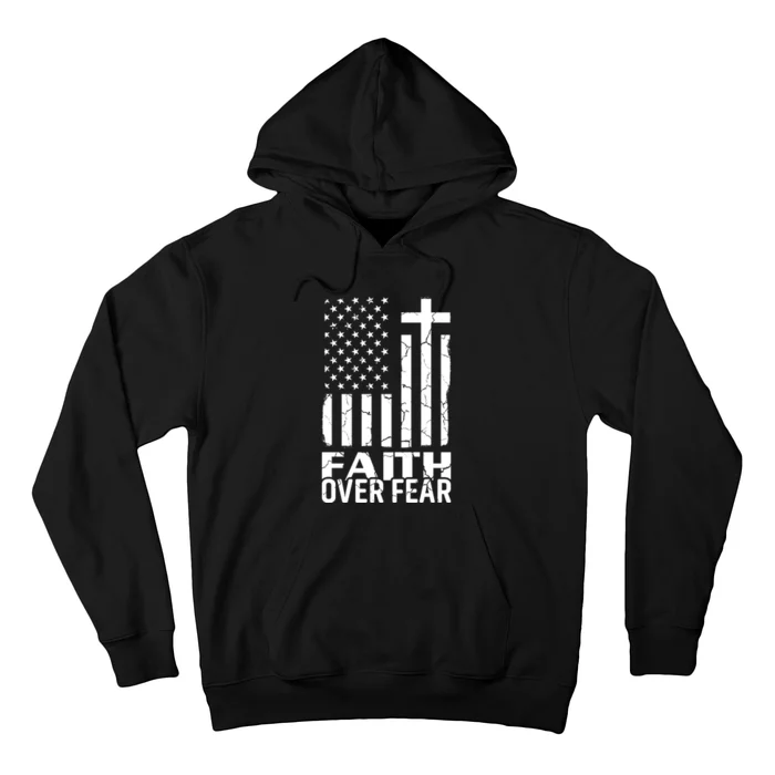 Faith Over Fear Conservative Christian US Flag Hoodie