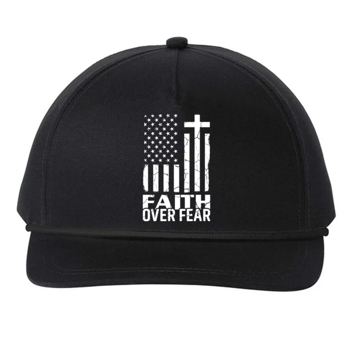 Faith Over Fear Conservative Christian US Flag Snapback Five-Panel Rope Hat