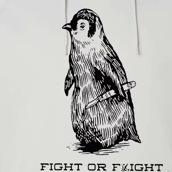 Fight or Flight Funny Penguin Pun Fight Or Flight Meme Performance Fleece Hoodie