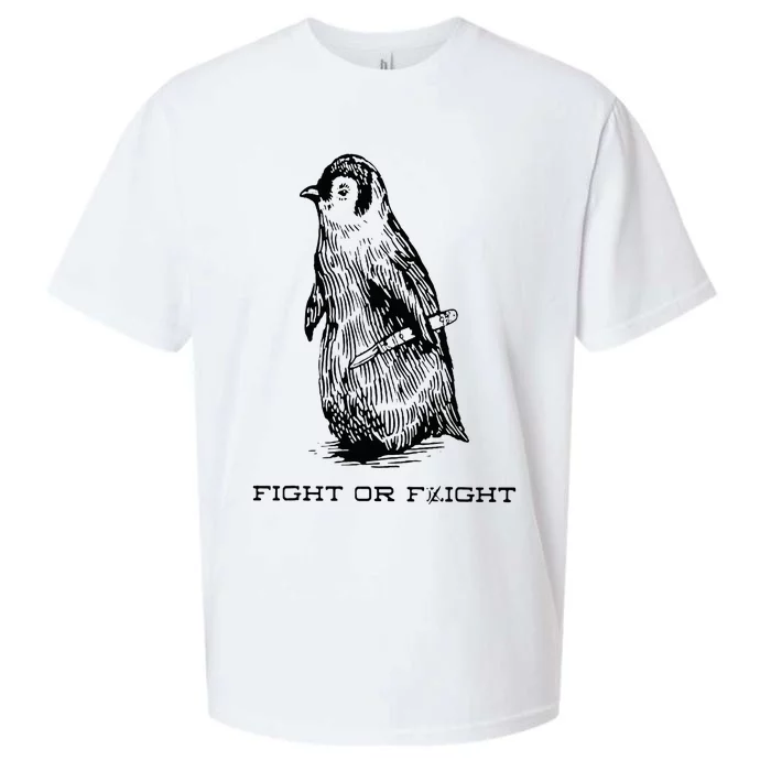 Fight or Flight Funny Penguin Pun Fight Or Flight Meme Sueded Cloud Jersey T-Shirt