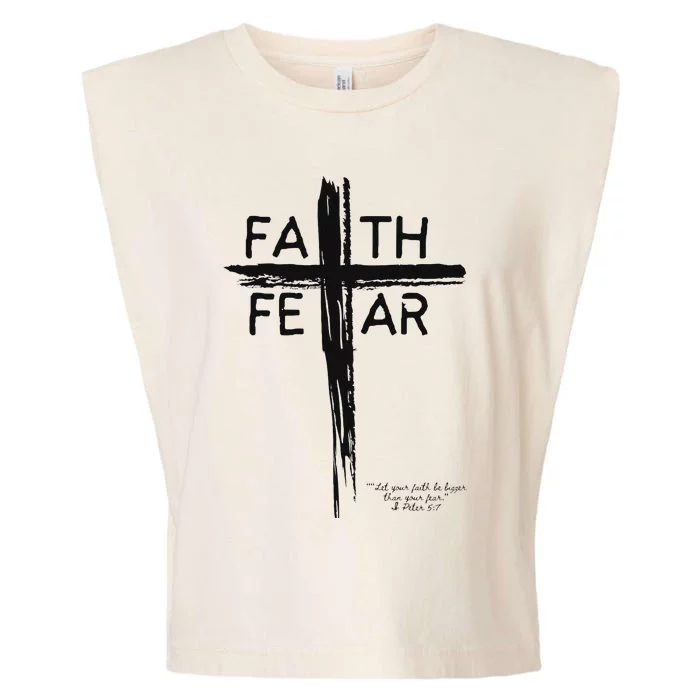 Faith Over Fear Inspirational Design Garment-Dyed Women's Muscle Tee