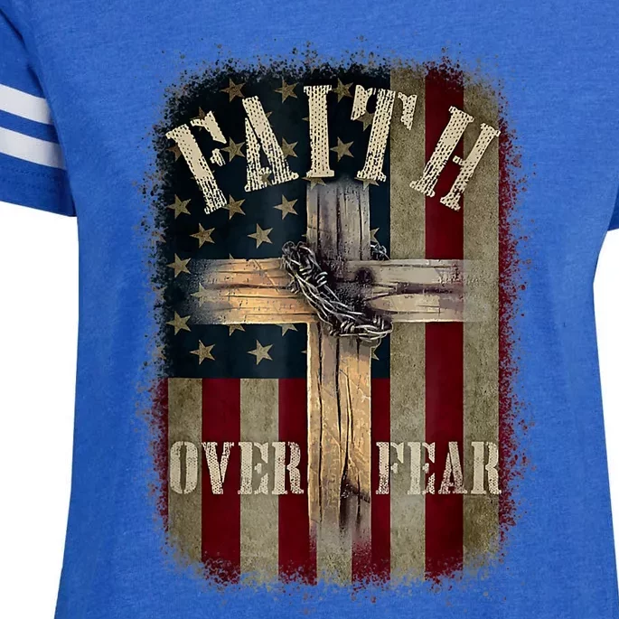 Faith Over Fear Christian American Cross God Jesus Usa Enza Ladies Jersey Football T-Shirt