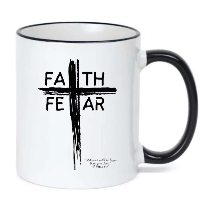 Faith Over Fear Inspirational Christian Design Black Color Changing Mug