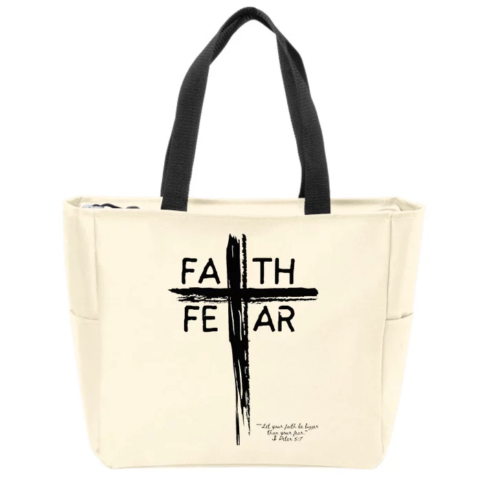 Faith Over Fear Inspirational Christian Design Zip Tote Bag