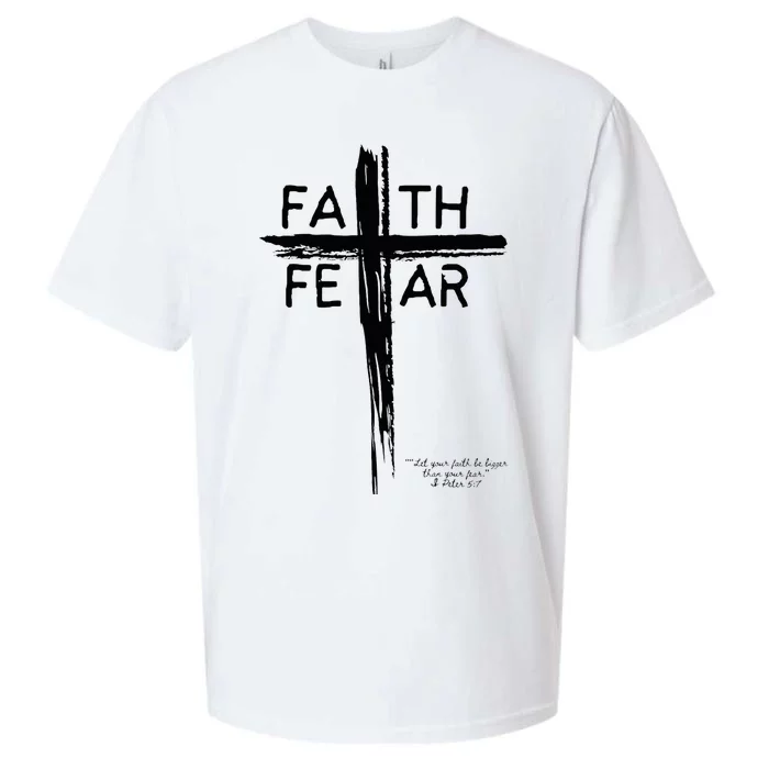 Faith Over Fear Inspirational Christian Design Sueded Cloud Jersey T-Shirt