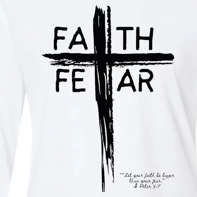 Faith Over Fear Inspirational Christian Design Womens Cotton Relaxed Long Sleeve T-Shirt