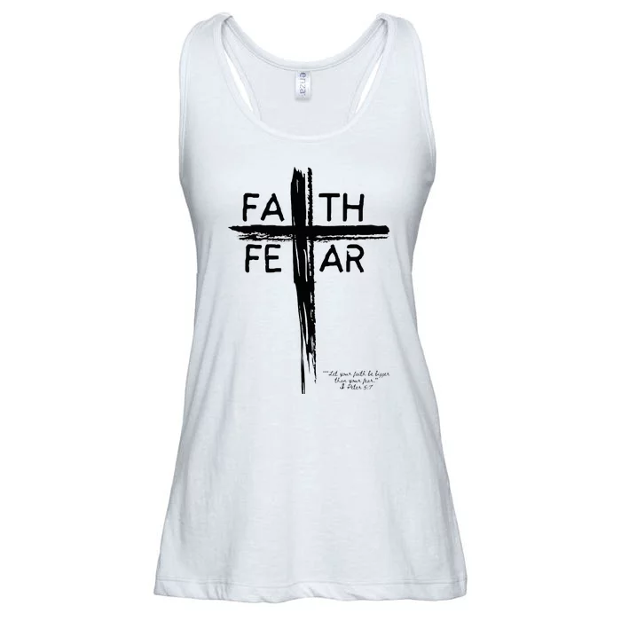 Faith Over Fear Inspirational Christian Design Ladies Essential Flowy Tank