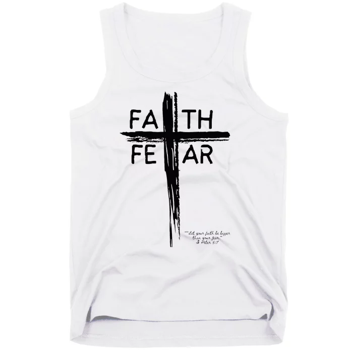 Faith Over Fear Inspirational Christian Design Tank Top