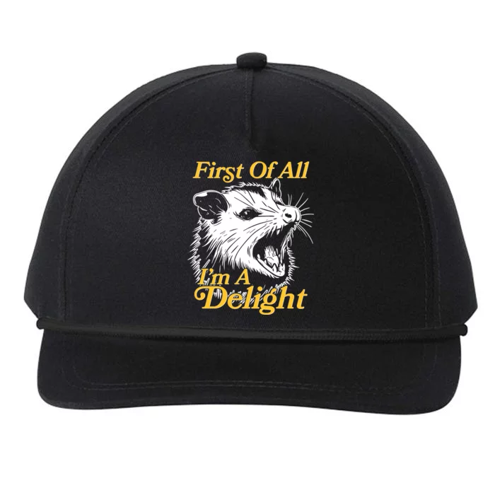 Funny Opossum First Of All Im A Delight Snapback Five-Panel Rope Hat