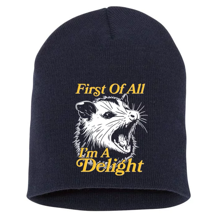 Funny Opossum First Of All Im A Delight Short Acrylic Beanie