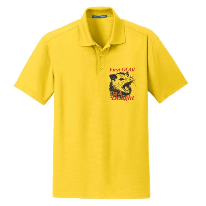 Funny Opossum First Of All Im A Delight Dry Zone Grid Performance Polo