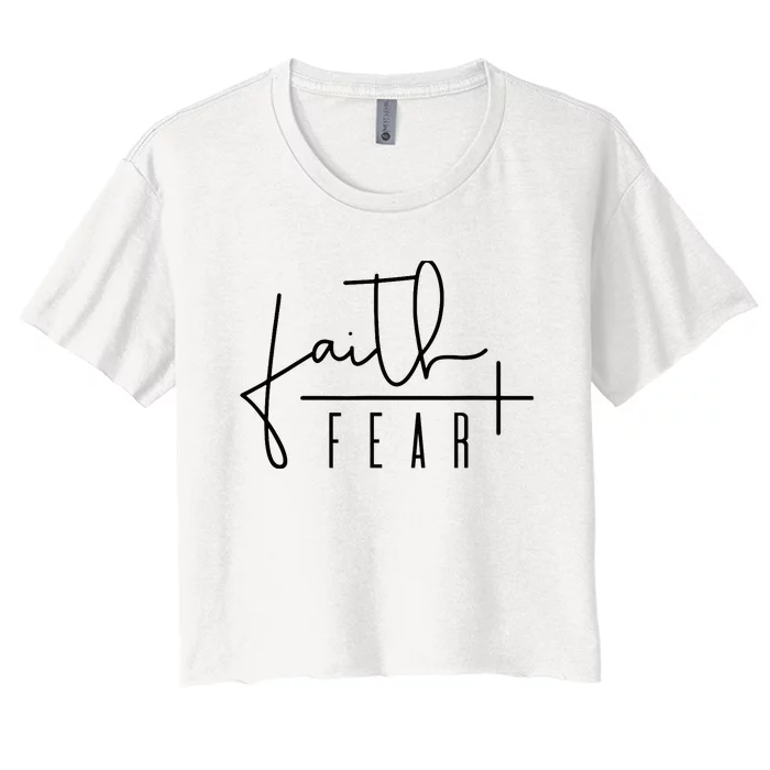 Faith Over Fear Jesus Religious Faith Christian Women's Crop Top Tee