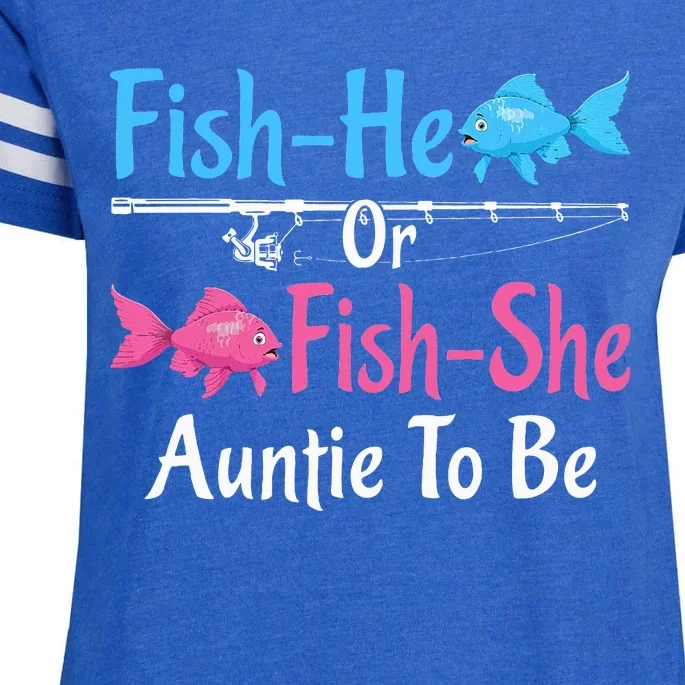 Fishhe Or Fishshe Auntie To Be Gender Reveal Baby Shower Enza Ladies Jersey Football T-Shirt