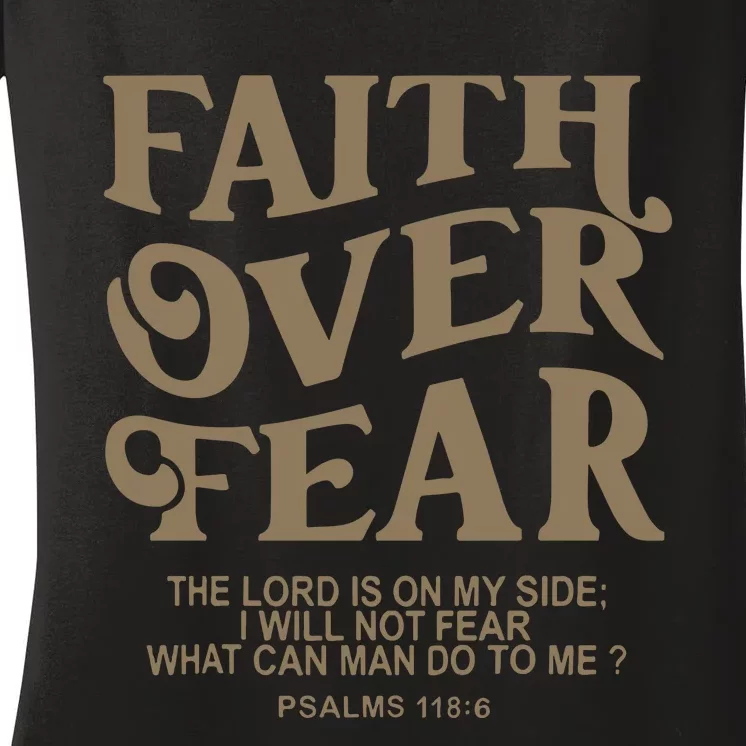 Faith Over Fear Christian Jesus Women's V-Neck T-Shirt