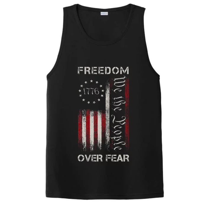 Freedom Over Fear Vintage Us American Flag 1776 Performance Tank