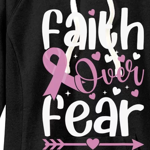 Faith Over Fear Believe Breast Cancer Awareness Christian Women's Fleece Hoodie