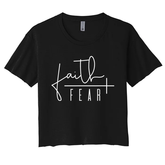 Faith Over Fear Jesus Religious Faith Christian Women's Crop Top Tee