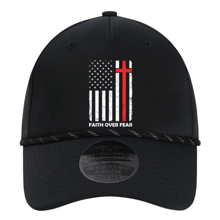 Faith Over Fear Vintage Old American Flag Cross Christian Performance The Dyno Cap