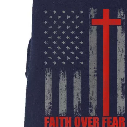 Faith Over Fear Shirt Men, 4th Of July American Flag Cross Doggie 3-End Fleece Hoodie