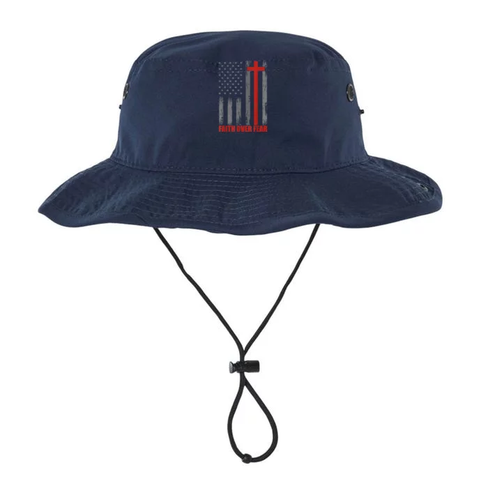 Faith Over Fear Shirt Men, 4th Of July American Flag Cross Legacy Cool Fit Booney Bucket Hat