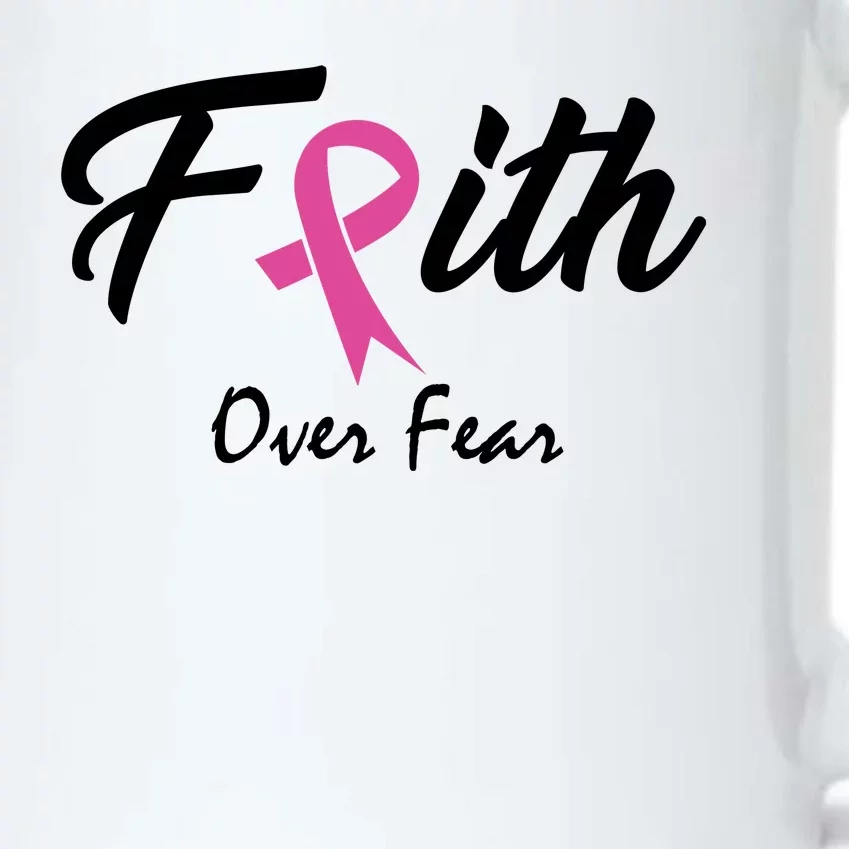 Faith Over Fear Breast Cancer Ribbon Black Color Changing Mug