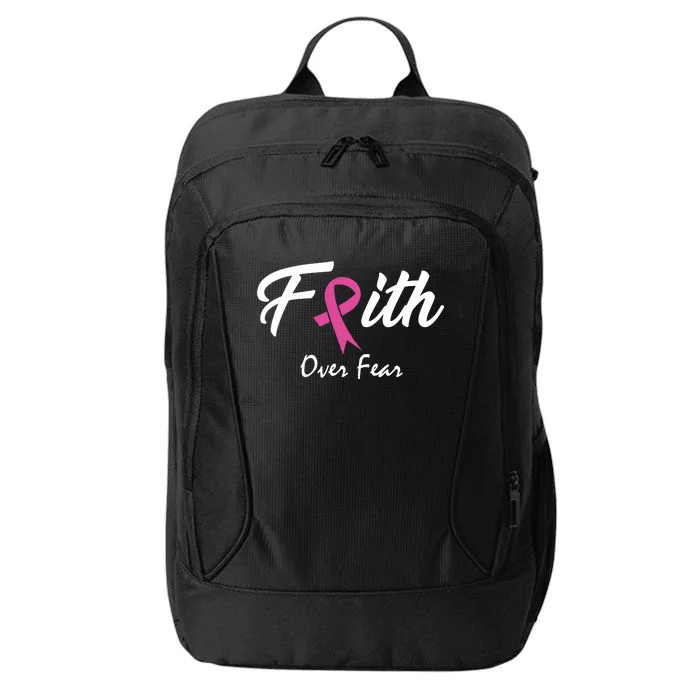 Faith Over Fear Breast Cancer Ribbon City Backpack