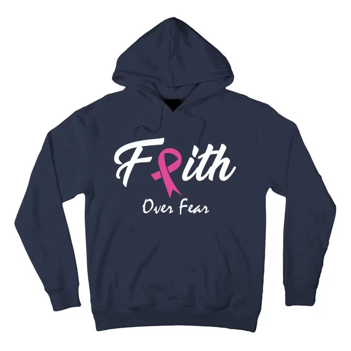 Faith Over Fear Breast Cancer Ribbon Tall Hoodie