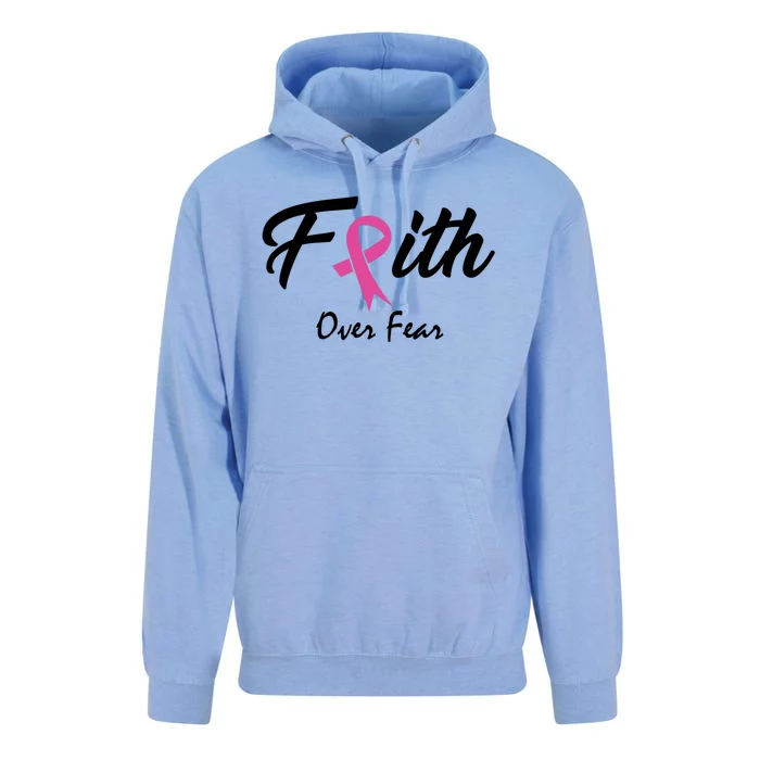 Faith Over Fear Breast Cancer Ribbon Unisex Surf Hoodie