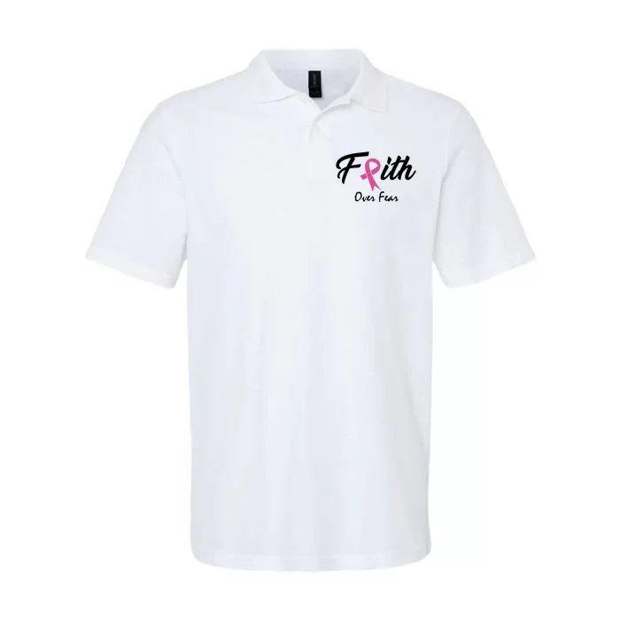 Faith Over Fear Breast Cancer Ribbon Softstyle Adult Sport Polo