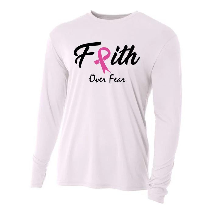 Faith Over Fear Breast Cancer Ribbon Cooling Performance Long Sleeve Crew