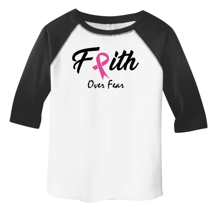 Faith Over Fear Breast Cancer Ribbon Toddler Fine Jersey T-Shirt