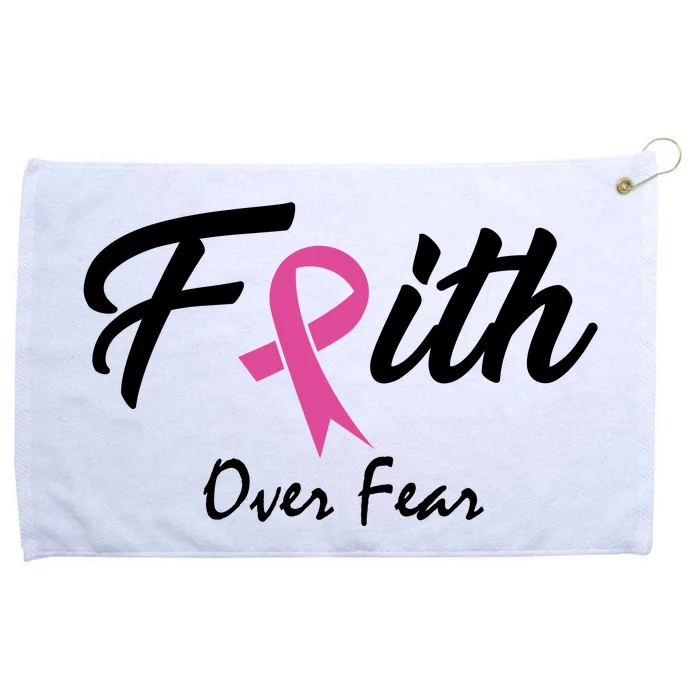 Faith Over Fear Breast Cancer Ribbon Grommeted Golf Towel