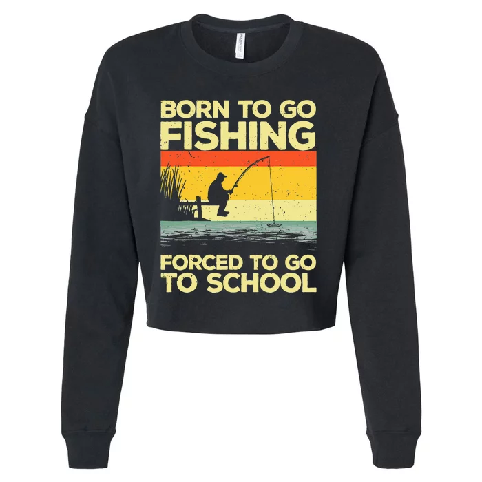 Fish On Funny Bass Fishing Vintage Fisherman Cropped Pullover Crew