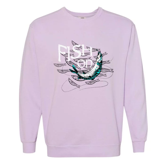 Fish On Fishing Gift For Bass Fisherman Fishing Gift Garment-Dyed Sweatshirt