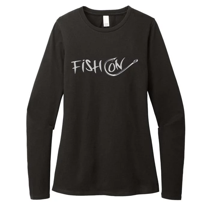 Fish On Fish Hook Womens CVC Long Sleeve Shirt