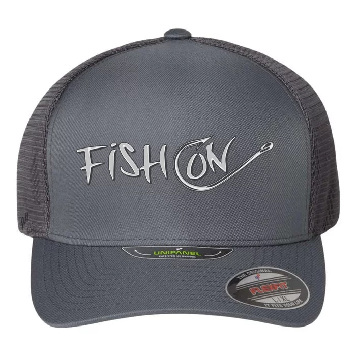 Fish On Fish Hook Flexfit Unipanel Trucker Cap