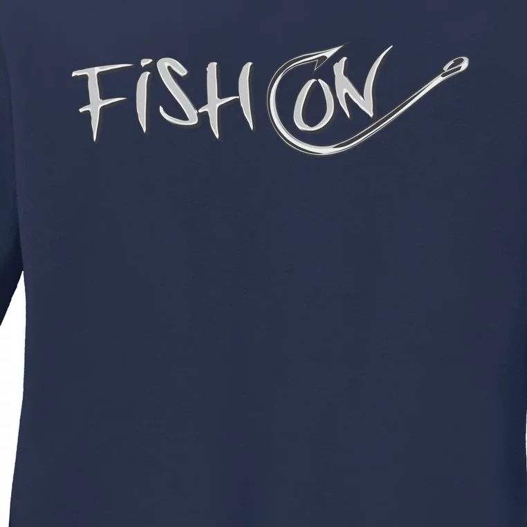 Fish On Fish Hook Ladies Long Sleeve Shirt