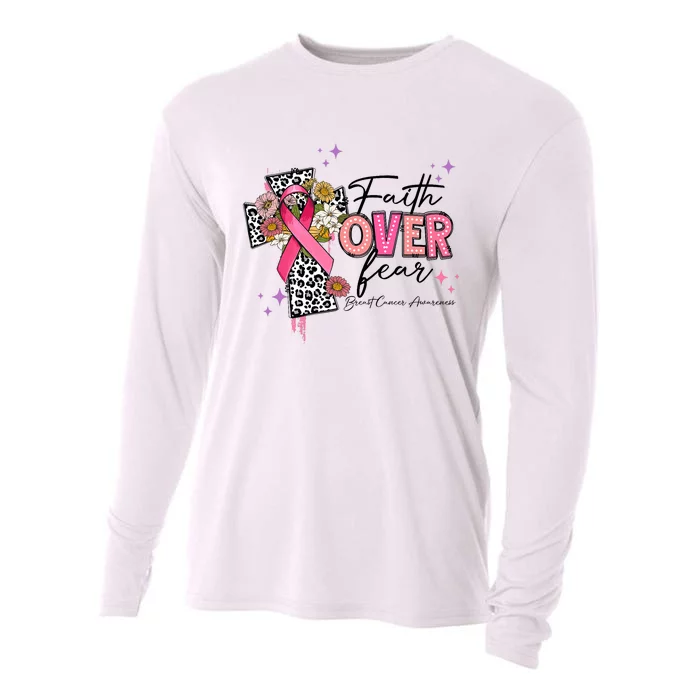 Faith Over Fear Breast Cancer Awareness Christian Religious Cooling Performance Long Sleeve Crew