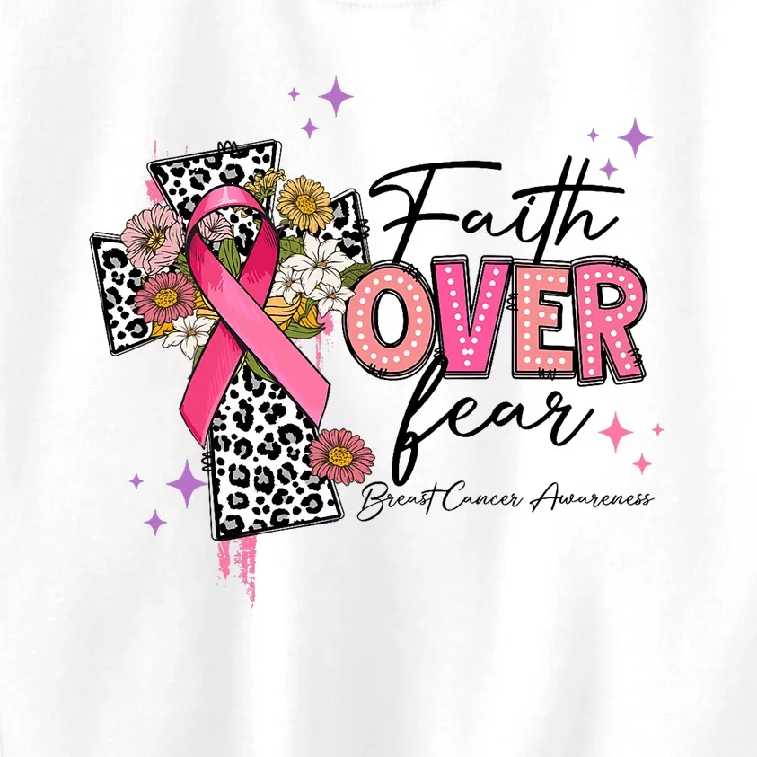 Faith Over Fear Breast Cancer Awareness Christian Religious Kids Sweatshirt