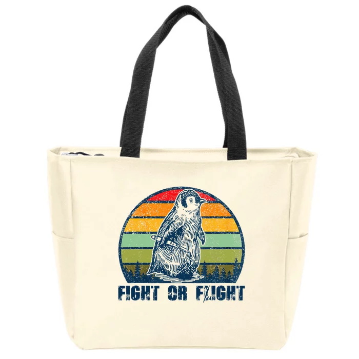 Fight Or Flight Funny Penguin Pun Fight Or Flight Zip Tote Bag