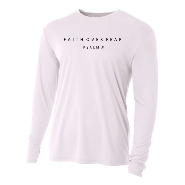 Faith Over Fear Psalm 34 Christian Cooling Performance Long Sleeve Crew