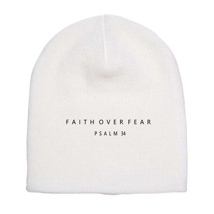 Faith Over Fear Psalm 34 Christian Short Acrylic Beanie