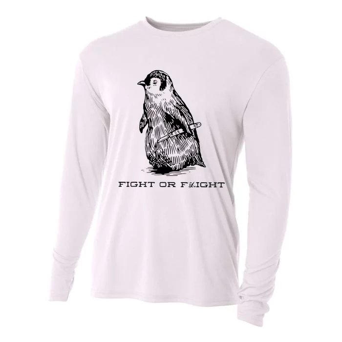 Fight Or Flight Funny Penguin Pun Fight Cooling Performance Long Sleeve Crew